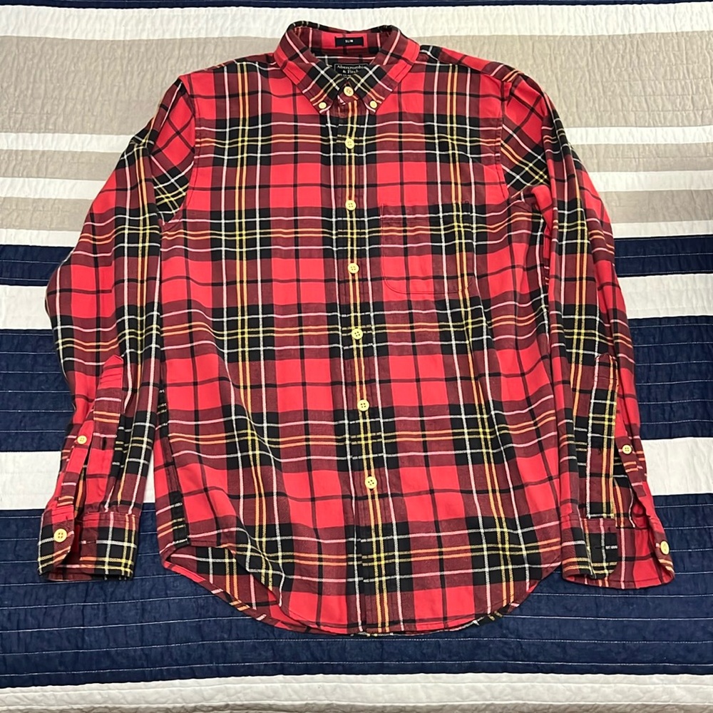 Abercrombie & Fitch - Red flannel - Like New - Small, Slim fit